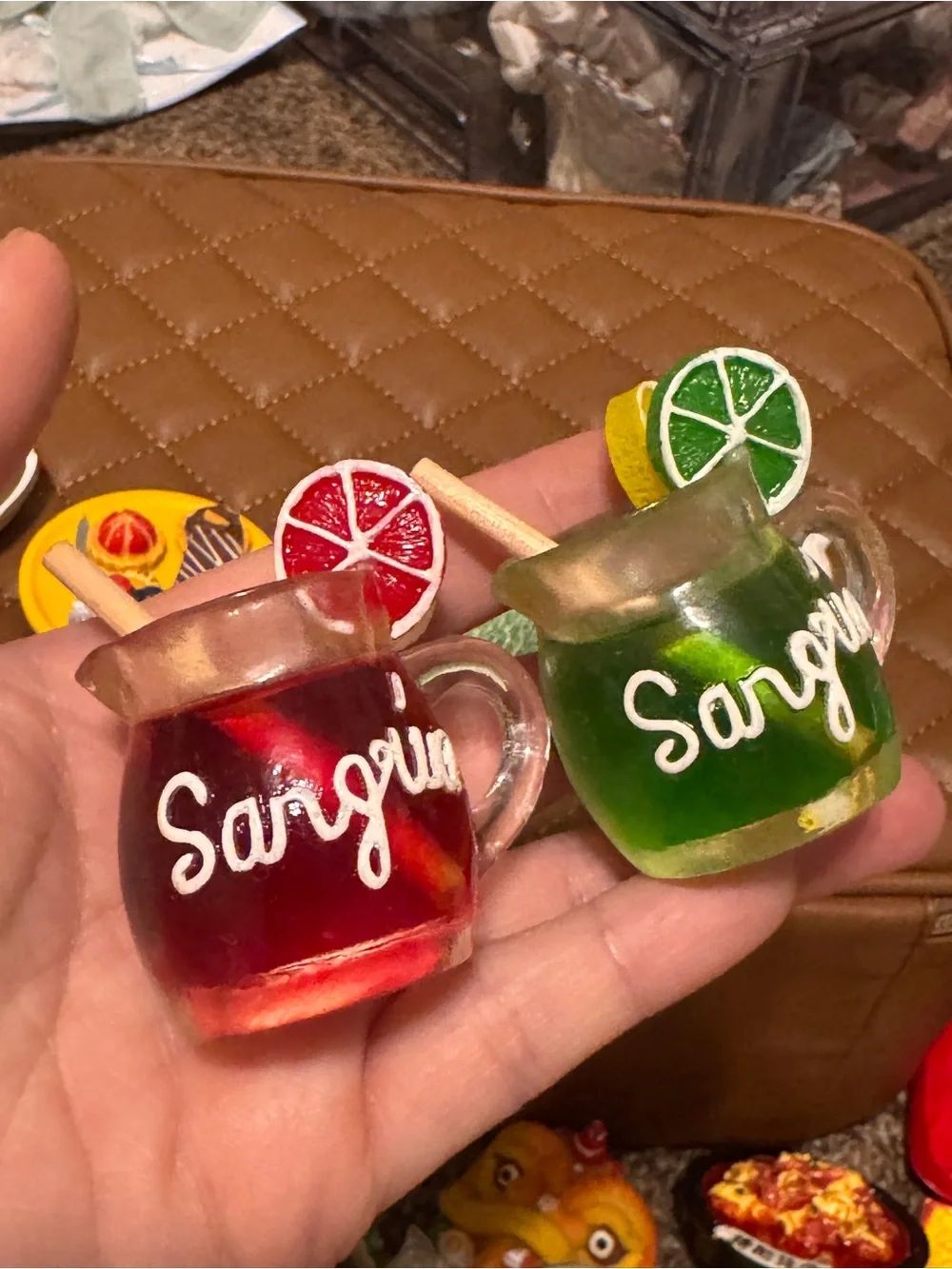 Assorted Dessert & Drink Resin Magnets - Yellow, Red, Green, Brown Accents